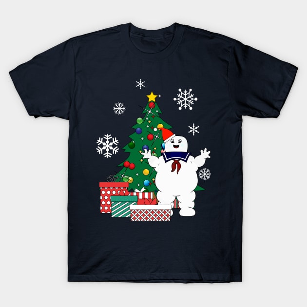 Stay Puft Ghostbusters Around The Christmas Tree T-Shirt by Nova5